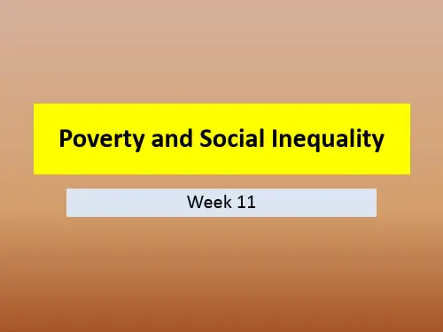贫困与社会不平等 Poverty and Social Inequality