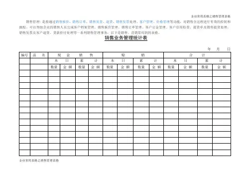 销售业务管理统计表