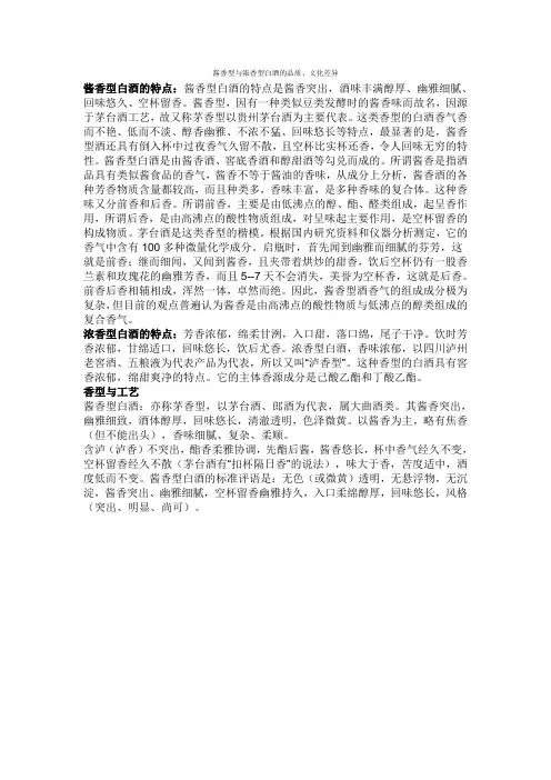 酱香型与浓香型白酒的品质