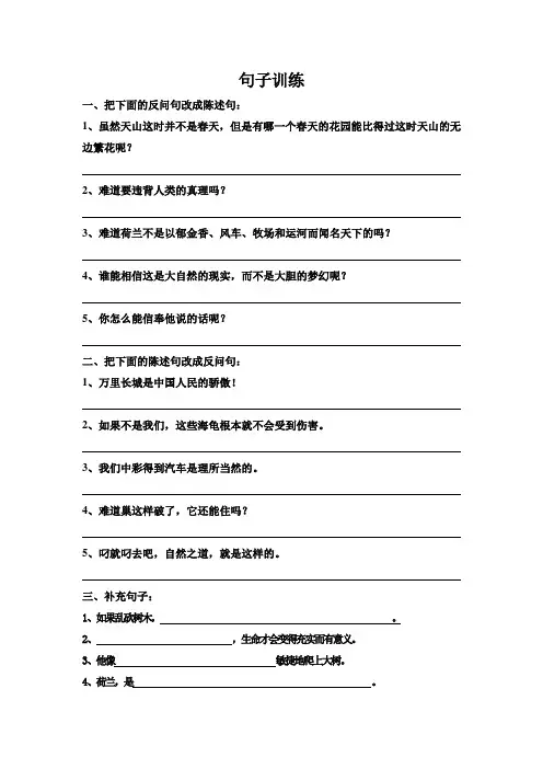 小升初语文复习题-句子训练