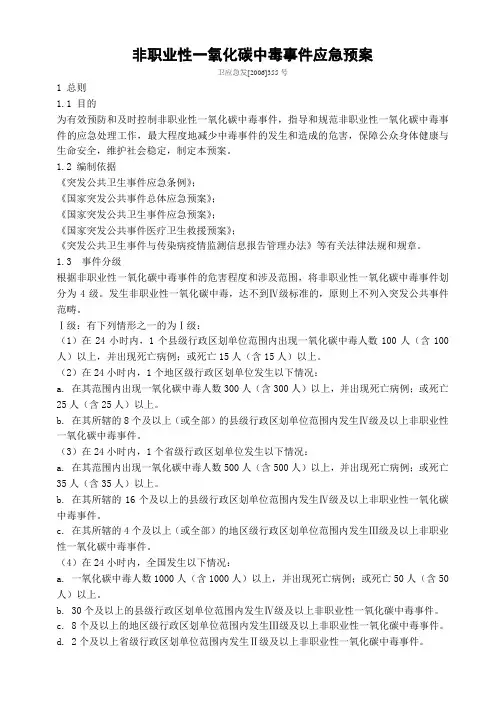非职业性一氧化碳中毒事件应急预案