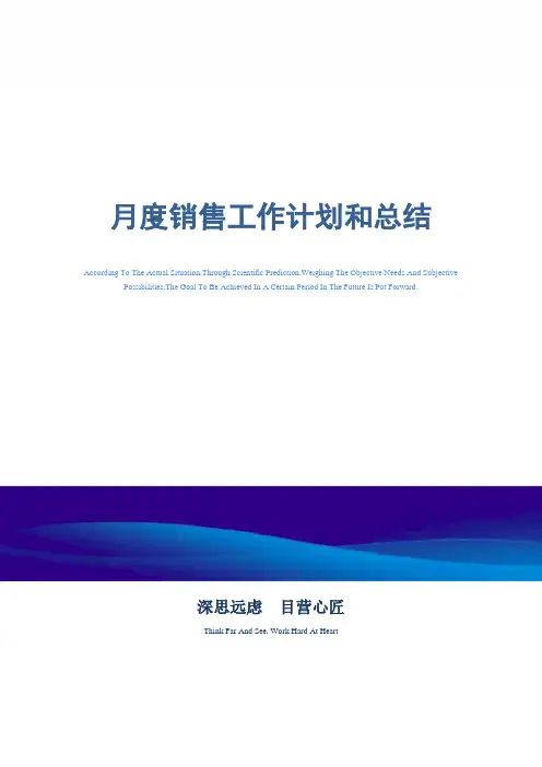 月度销售工作计划和总结_精选