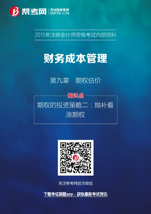 第九章 期权估价-期权的投资策略二：抛补看涨期权