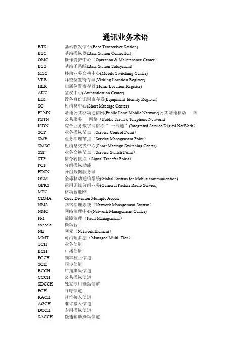 通讯业务术语