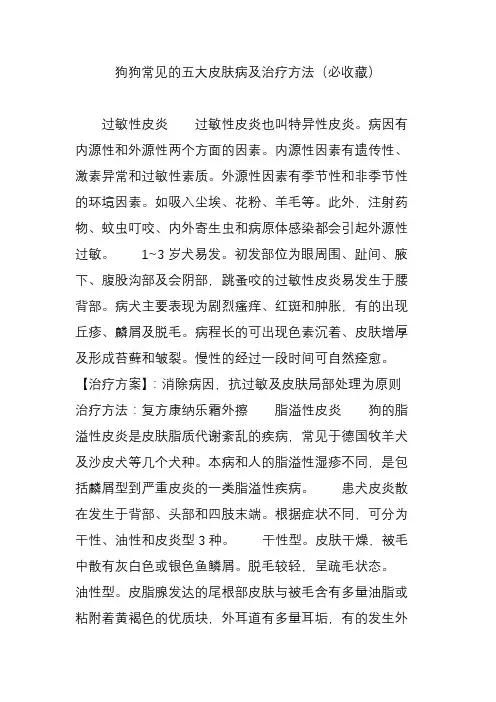 狗狗常见的五大皮肤病及治疗方法(必收藏)