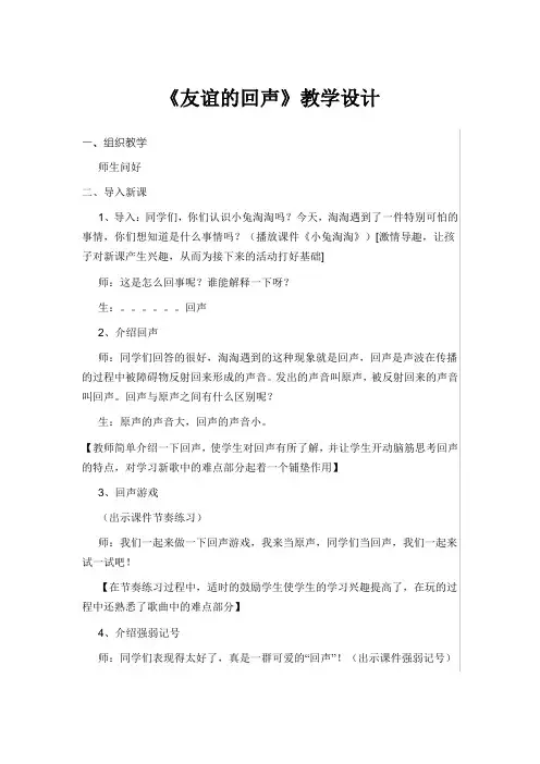 友谊的回声教学设计