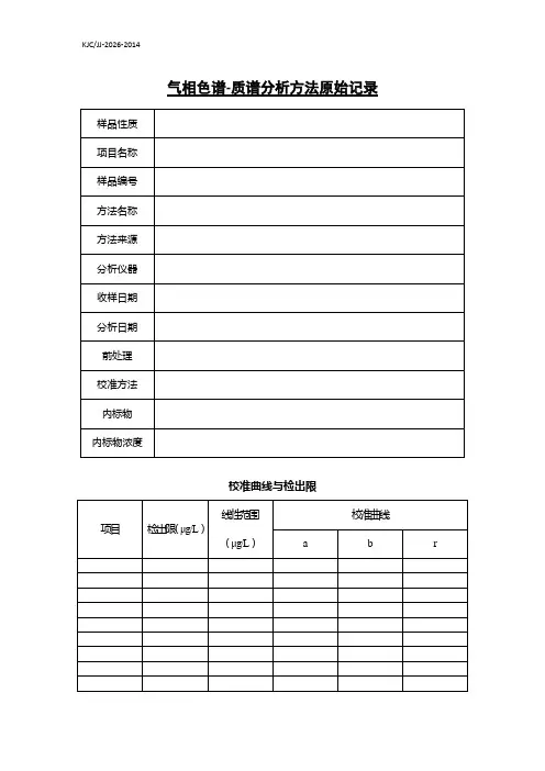 气相色谱质谱原始记录
