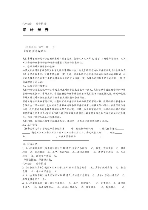 社会团体财务审计报告