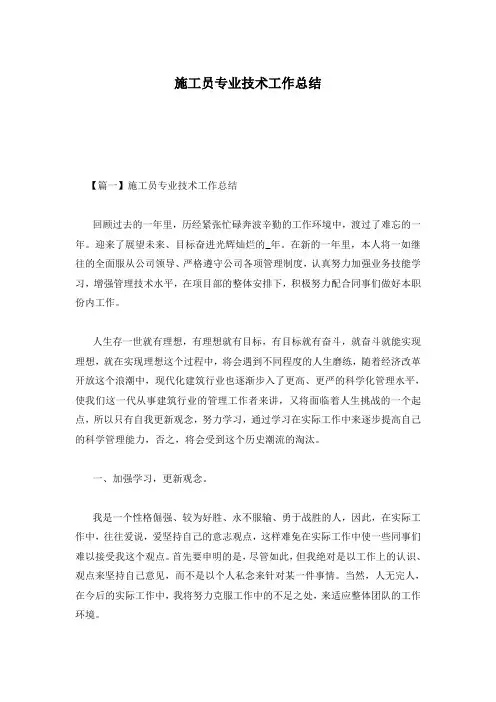 施工员专业技术工作总结