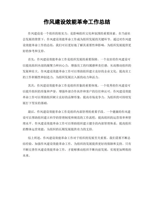 作风建设效能革命工作总结