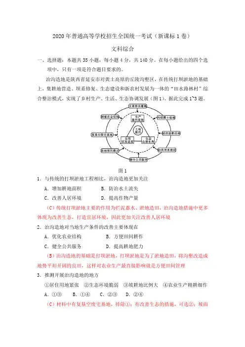 2020年全国I卷文综真题及答案