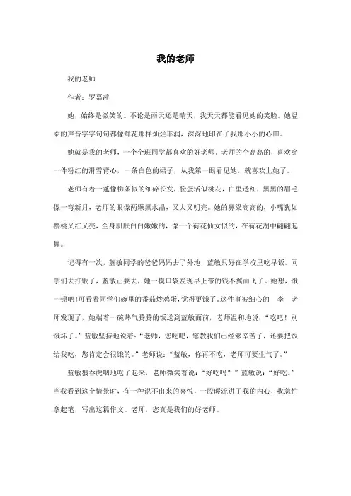 我的老师_小学五年级作文500字