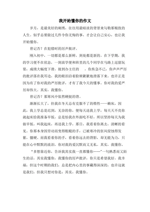 我开始懂你的作文