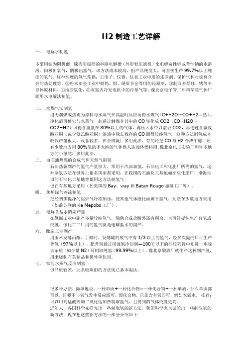 氢气生产工艺