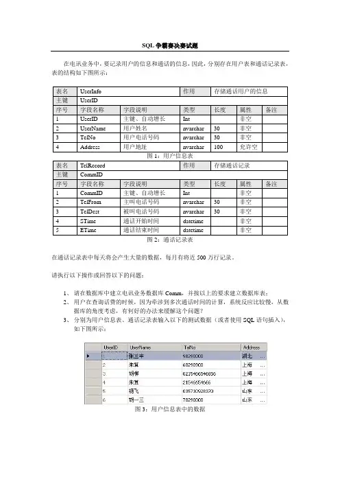 SQL SERVER 试题