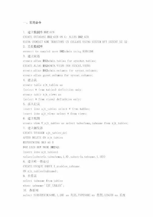 DB2常用命令大全