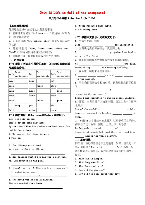 九年级英语全册 Unit 12 Life is full of the unexpected单元写作练习 (新版)人教新目标版