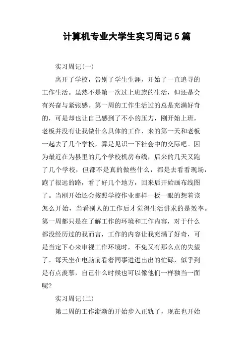 计算机专业大学生实习周记5篇