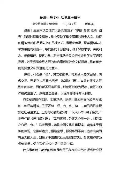 传承中华文化 弘扬阜宁精神
