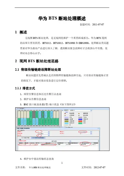 【免费下载】华为BTS断站处理概述