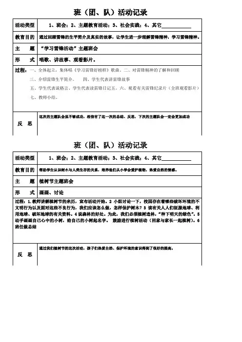 班(团队)活动记录