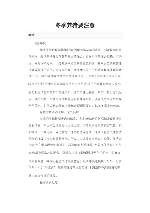 冬季养猪要注意