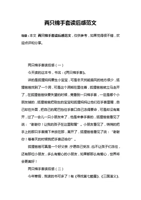 两只棉手套读后感范文