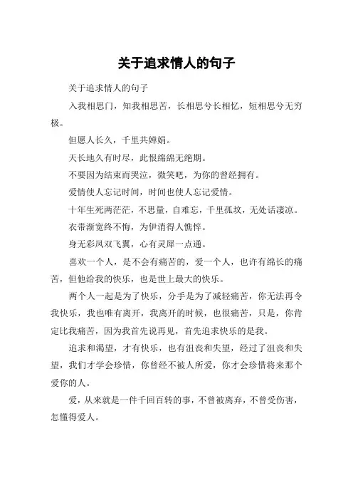 关于追求情人的句子