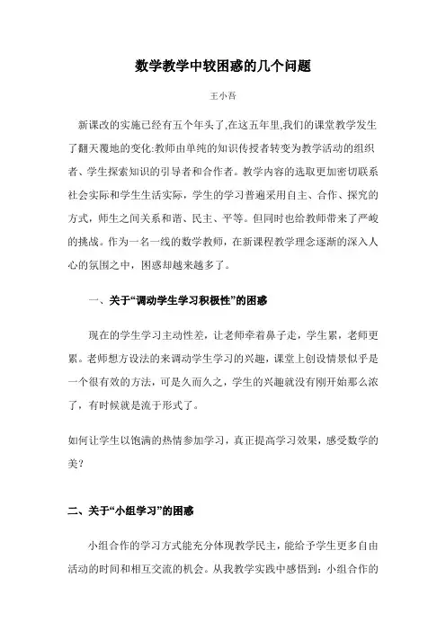 数学教学中较困惑的几个问题