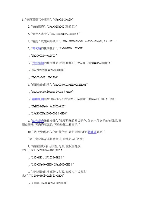 高一化学方程式及离子方程式