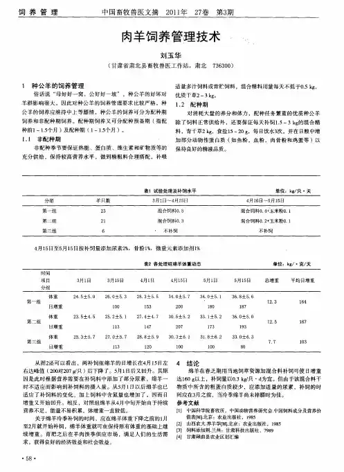 肉羊饲养管理技术