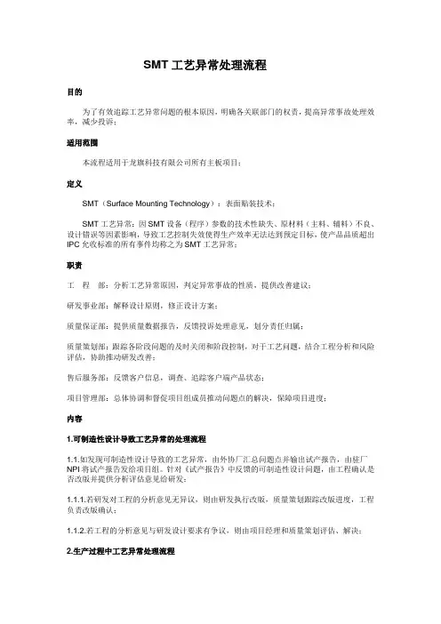 SMT工艺异常处理流程