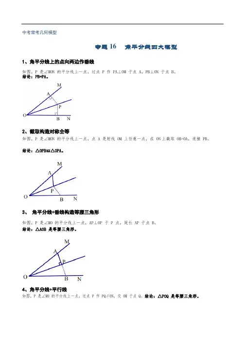 专题16 角平分线四大模型(解析版)