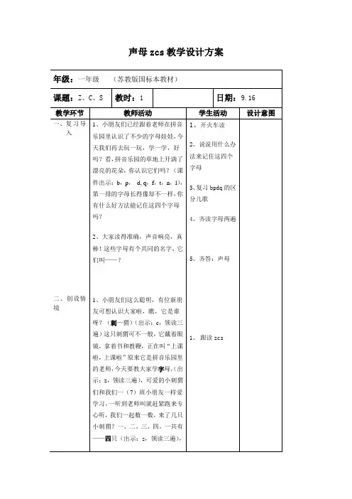 声母zcs教案