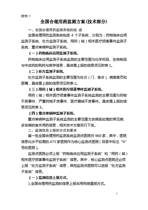 全国合理用药监测方案