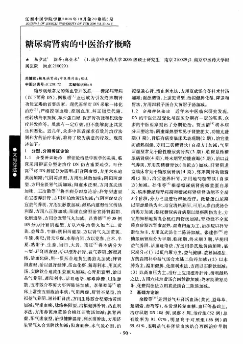 糖尿病肾病的中医治疗概略