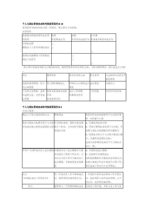 个人与团队管理构成性考核册答案作业10