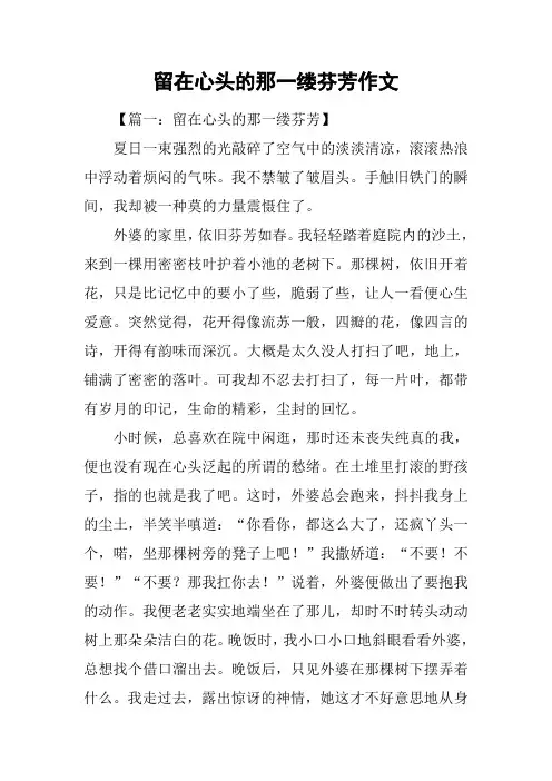 留在心头的那一缕芬芳作文