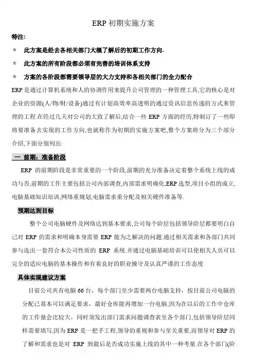 ERP初期实施方案
