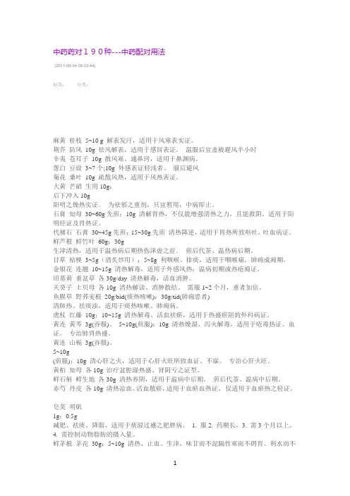 中药药对190种