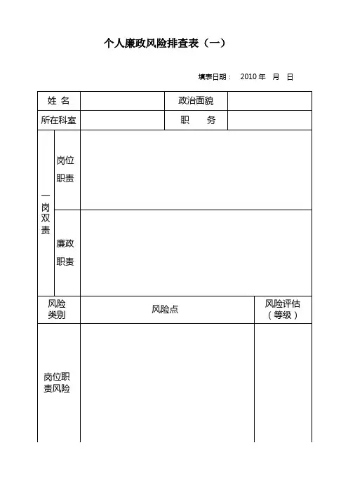 个人廉政风险排查表
