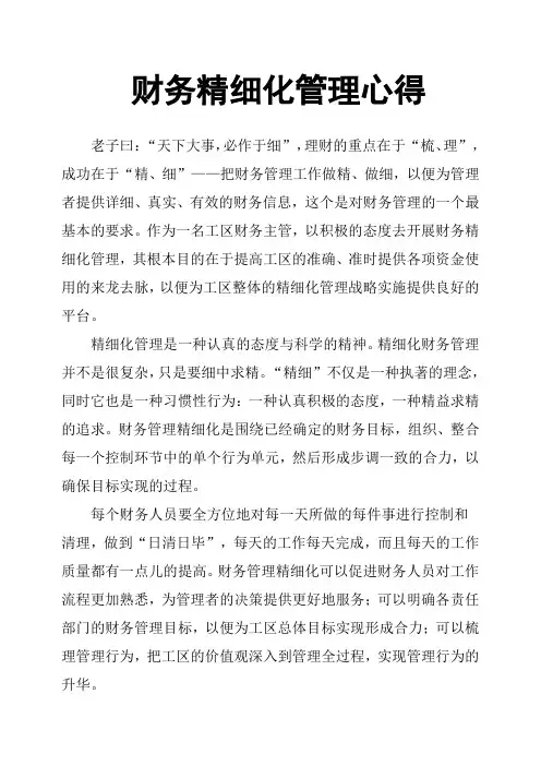 财务精细化管理心得