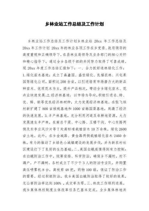 乡林业站工作总结及工作计划