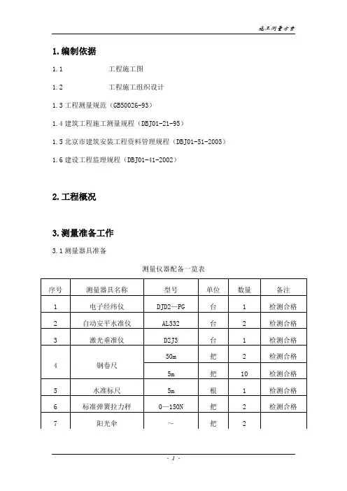 工程施工测量方案