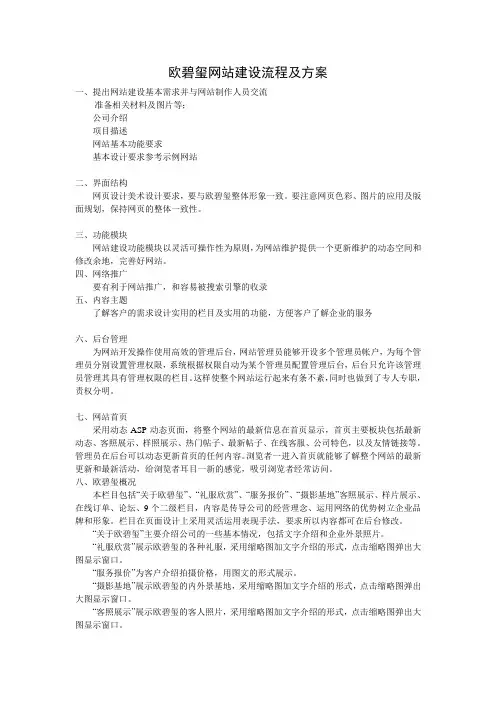 欧碧玺网站建设流程及方案