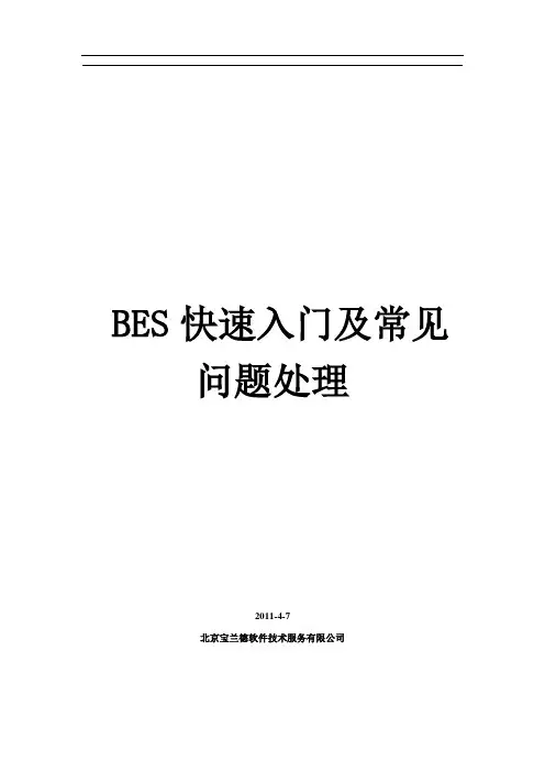 BES8.x快速入门手册