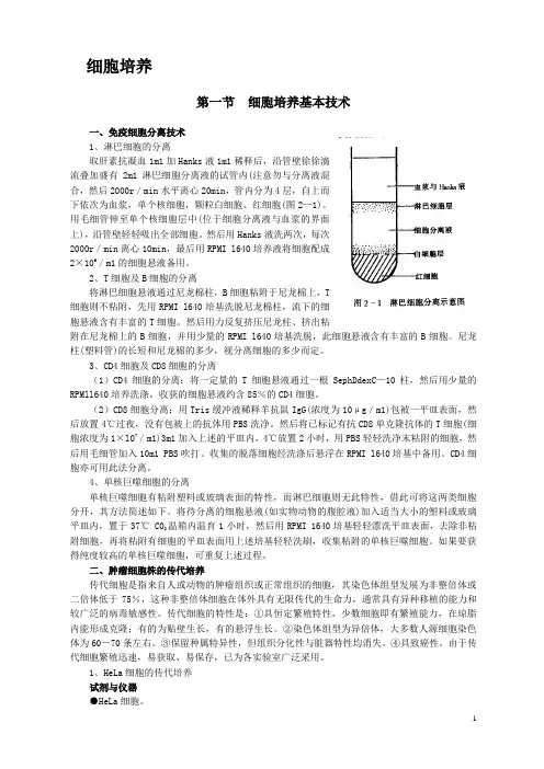 细胞培养基本技术及免疫细胞的培养方法