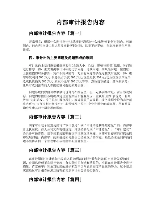 内部审计报告内容