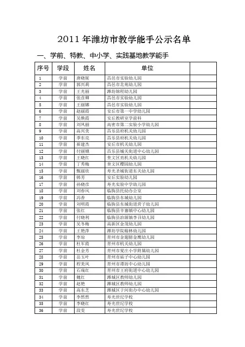 2011年潍坊市教学能手