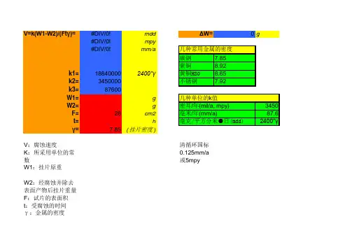 腐蚀速率计算公式
